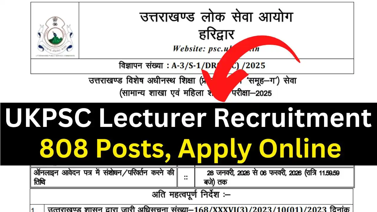 UKPSC Lecturer Recruitment 2026